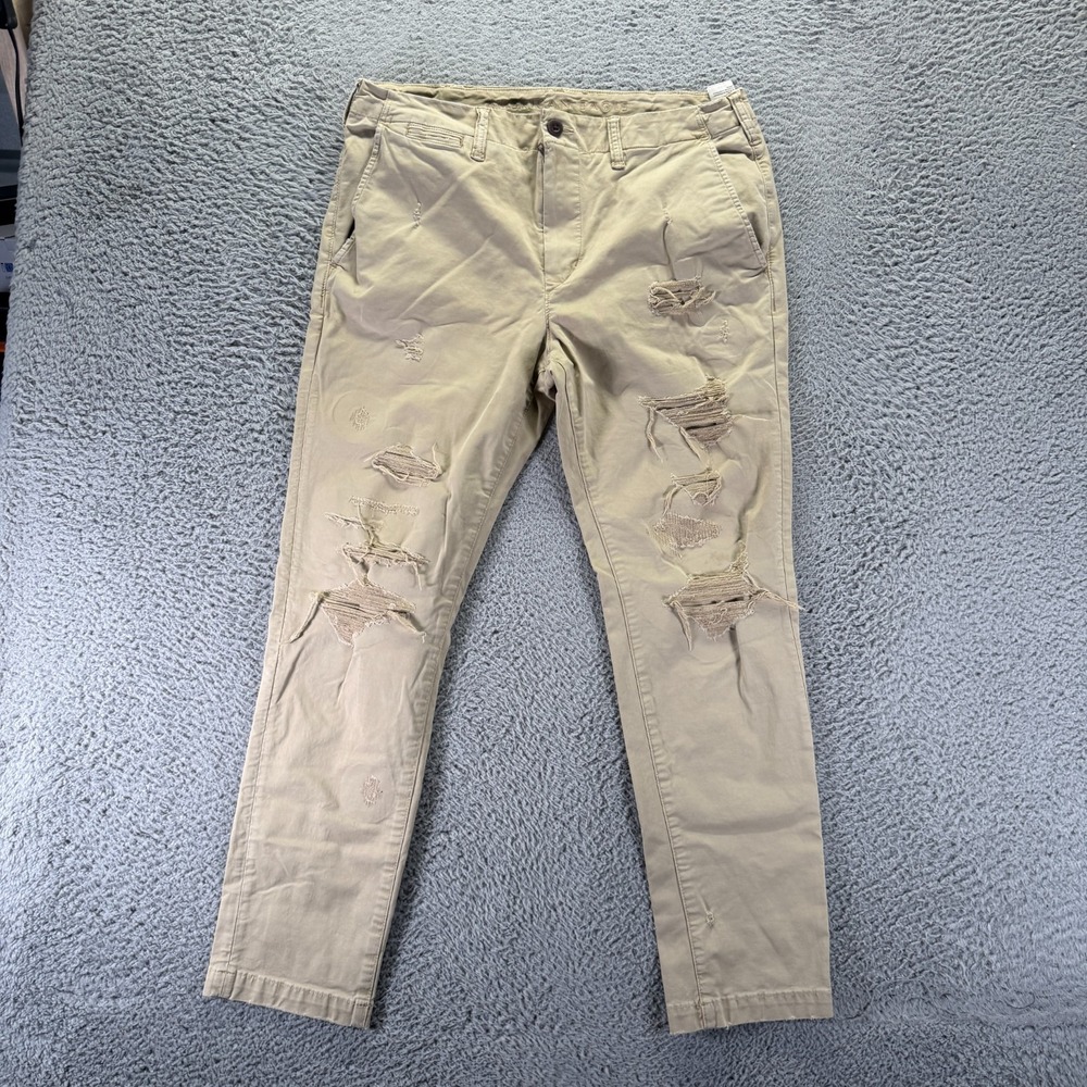 American Eagle Outfitters Flex Pant Mens 34x29 Beige Cotton Khakis Straight Leg
